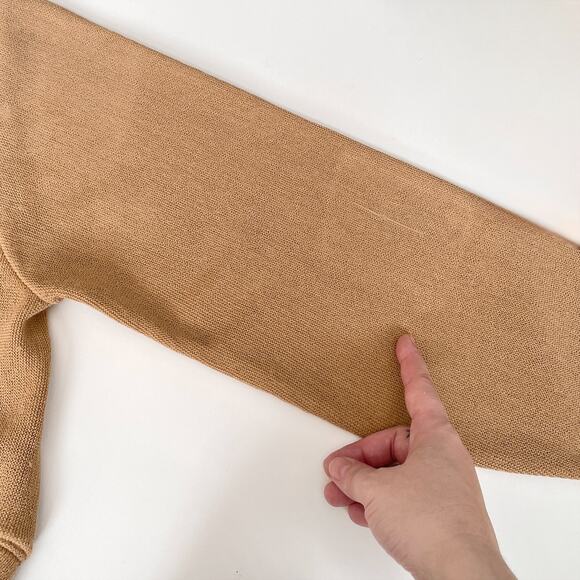 90s Lacoste Camel Cropped Cardigan Preppy Collegiate Oldmoney Minimalist Tan - Picture 11 of 12